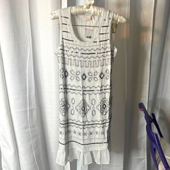 NWT LOGO Lavish Beaded Mini Dress is Gray - Size XS - Picture 1 of 7